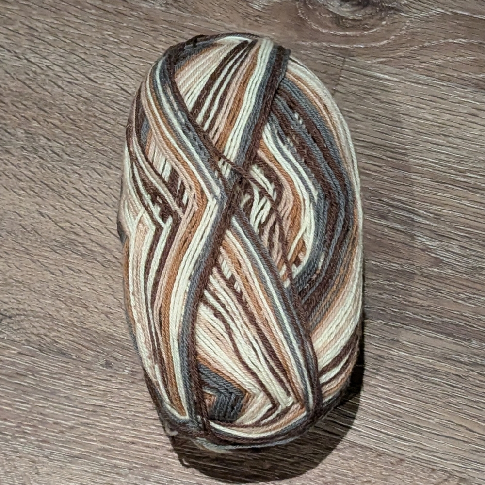 Knitting Fever Idulgence Organic Sock Yarn Self Striping Brown White Grey